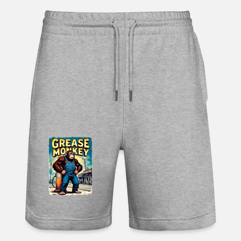 Art urbain rétro GreaseMonkey - Short de jogging bio TRAINER Stanley/Stella unisexe - gris chiné