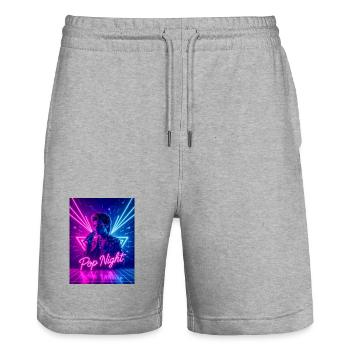 Boombox Pop Night – Eighties Sound Style - Stanley/Stella Trainer Unisex Organic Jogging Shorts - heather grey - Front - Nik (191cm) & Marisol (170cm)