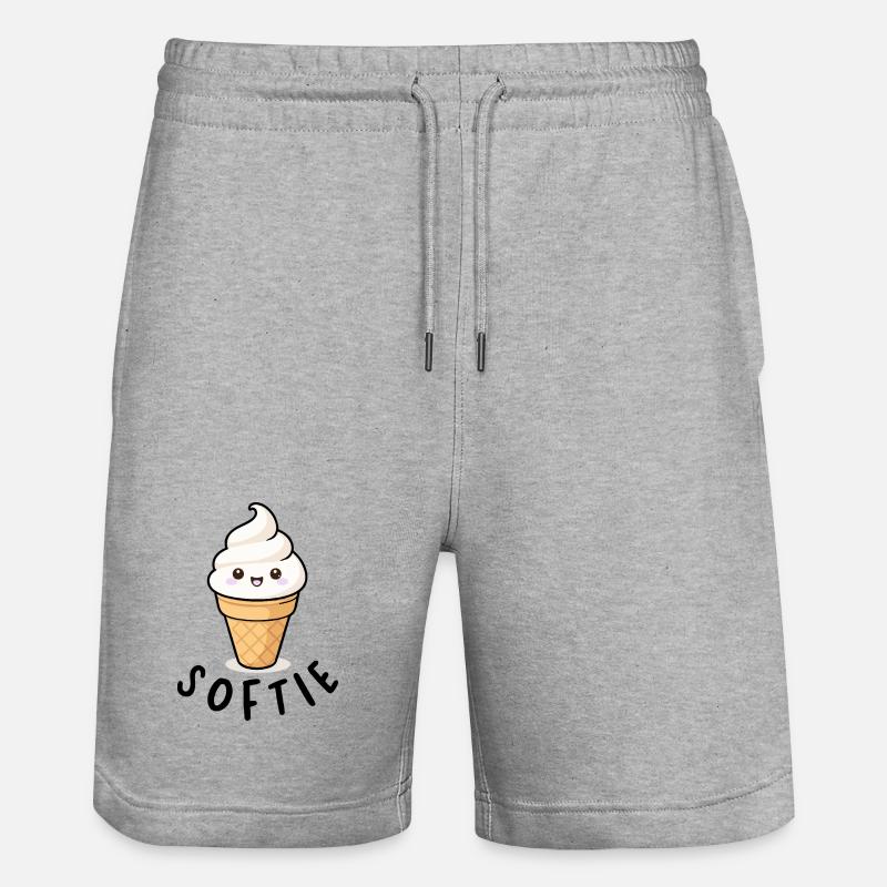 Softie Softeis Lover Eiscreme Icon Geschenk - Stanley/Stella Trainer Unisex Organic Jogging Shorts - heather grey
