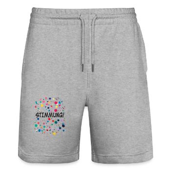 Karneval Fasching T-Shirt  Karneval Konfetti Shirt - Stanley/Stella Unisex Bio Joggingshorts Trainer  - Grau meliert - Vorne - Nik (191cm) & Marisol (170cm)