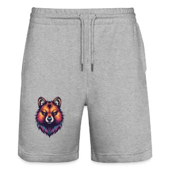 Colored Quokka Portrait - Stanley/Stella Trainer Unisex Organic Jogging Shorts - heather grey - Front - Nik (191cm) & Marisol (170cm)