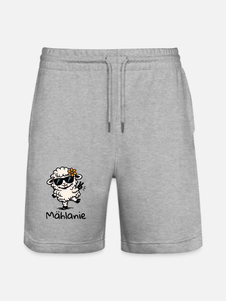 Mählanie Funny Sheep Pun Melanie Name - Stanley/Stella Trainer Unisex Organic Jogging Shorts - heather grey