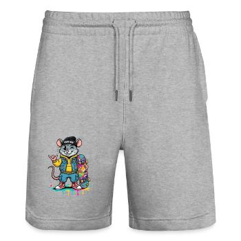 Rat Skater Sewer Crew - Stanley/Stella Trainer Unisex Organic Jogging Shorts - heather grey - Front - Nik (191cm) & Marisol (170cm)