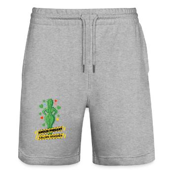T-shirt cactus love quills valentines gift - Stanley/Stella Trainer Unisex Organic Jogging Shorts - heather grey - Front - Nik (191cm) & Marisol (170cm)