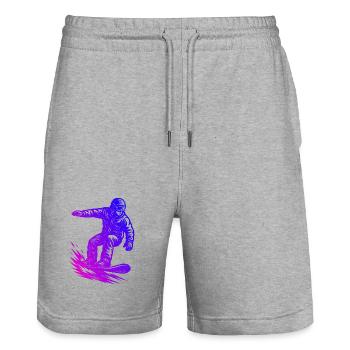 Funny snowboard motif - Stanley/Stella Trainer Unisex Organic Jogging Shorts - heather grey - Front - Nik (191cm) & Marisol (170cm)
