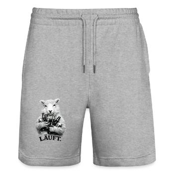 Sheep with beer bottles – Running. - Stanley/Stella Trainer Unisex Organic Jogging Shorts - heather grey - Front - Nik (191cm) & Marisol (170cm)