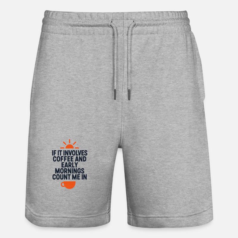 Café matinal indiquant la caféine - Short de jogging bio TRAINER Stanley/Stella unisexe - gris chiné