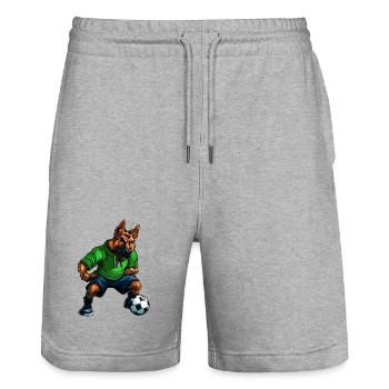 German Shepherd Footballer - Stanley/Stella Trainer Unisex Organic Jogging Shorts - heather grey - Front - Nik (191cm) & Marisol (170cm)