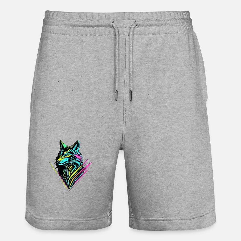 Neon Wolf – Cyber-Geist - Stanley/Stella Unisex Bio Joggingshorts Trainer  - Grau meliert