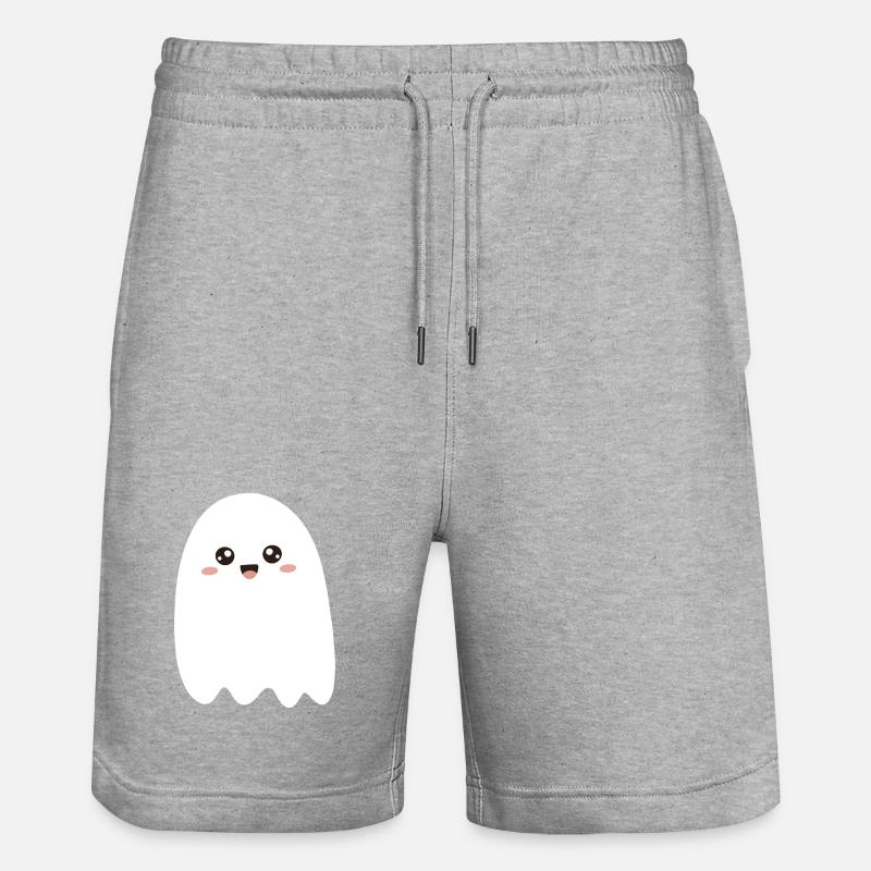 Kawaii Ghost Smile Tee - Stanley/Stella Unisex Bio Joggingshorts Trainer  - Grau meliert
