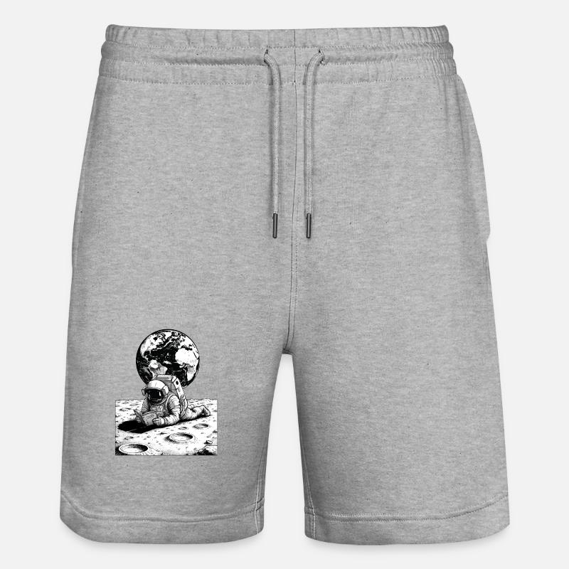 Astronaute Lecture Lune Terre - Short de jogging bio TRAINER Stanley/Stella unisexe - gris chiné