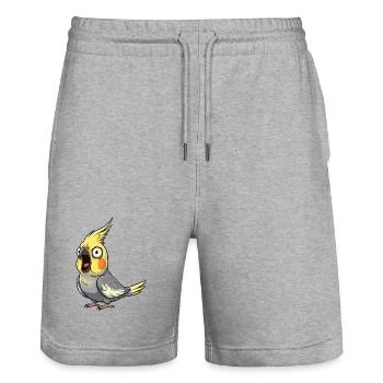 Gelber Cockatiel Aufruhr - Stanley/Stella Unisex Bio Joggingshorts Trainer  - Grau meliert - Vorne - Nik (191cm) & Marisol (170cm)