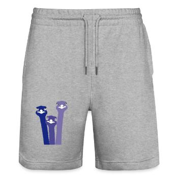Nandu, ostrich head, emu, ostrich - Stanley/Stella Trainer Unisex Organic Jogging Shorts - heather grey - Front - Nik (191cm) & Marisol (170cm)