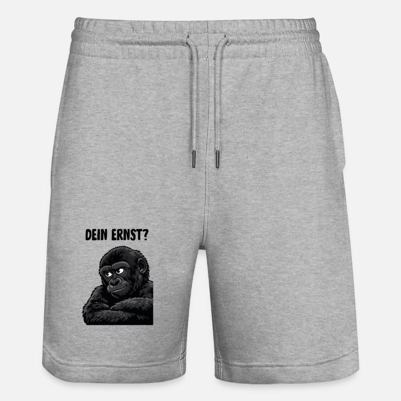Affe mit skeptischem Blick - dein ernst? - Stanley/Stella Unisex Bio Joggingshorts Trainer  - Grau meliert