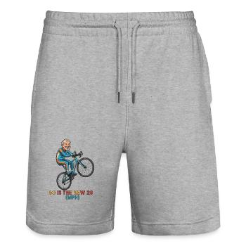 60 Is The New 20 MPH Cycling Sticker - Stanley/Stella Trainer Unisex Organic Jogging Shorts - heather grey - Front - Nik (191cm) & Marisol (170cm)