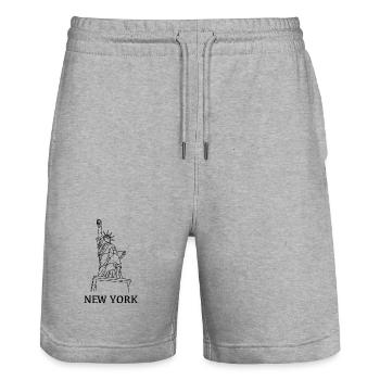 New_York_schwarz - Stanley/Stella Unisex Bio Joggingshorts Trainer  - Grau meliert - Vorne - Nik (191cm) & Marisol (170cm)