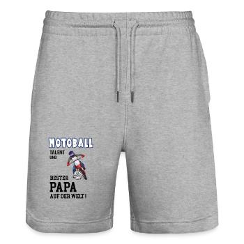 Motoball Spieler Motoballer Papa Vater Mann - Stanley/Stella Unisex Bio Joggingshorts Trainer  - Grau meliert - Vorne - Nik (191cm) & Marisol (170cm)
