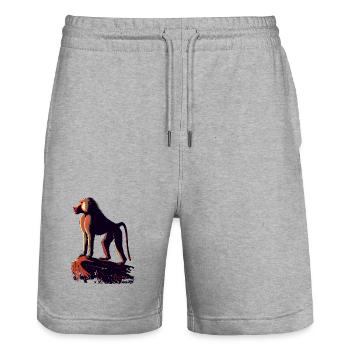 Pavian - Stanley/Stella Unisex Bio Joggingshorts Trainer  - Grau meliert - Vorne - Nik (191cm) & Marisol (170cm)