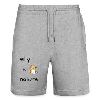 Chat Idiot - Short de jogging bio TRAINER Stanley/Stella unisexe - gris chiné - Devant - Nik (191cm) & Marisol (170cm)