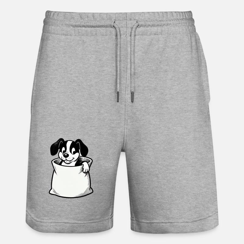 Dessin animé Chien dans le sac - Short de jogging bio TRAINER Stanley/Stella unisexe - gris chiné