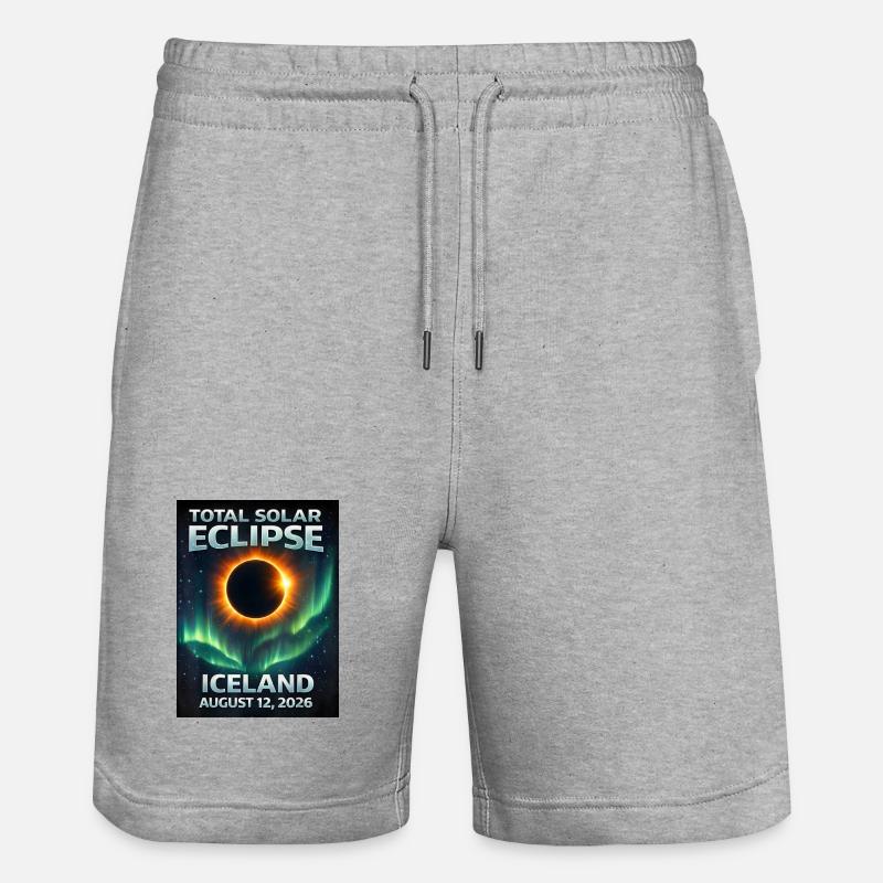 Éclipse solaire totale Islande 2026 Reykjavik - Short de jogging bio TRAINER Stanley/Stella unisexe - gris chiné