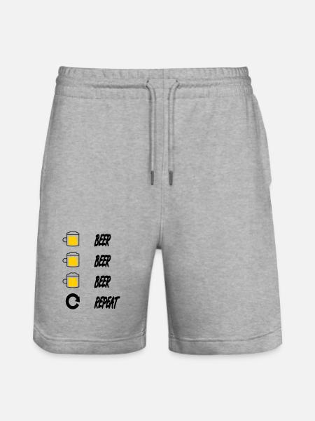 beer beer beer repeat - Stanley/Stella Trainer Unisex Organic Jogging Shorts - heather grey