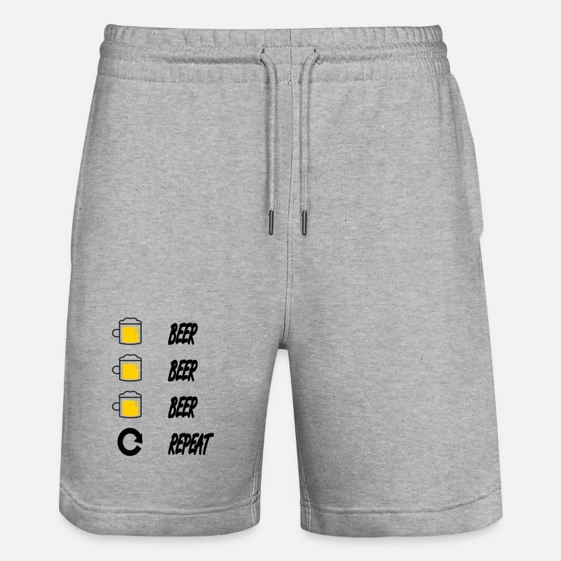 Bier Bier Bier Wiederholung - Stanley/Stella Unisex Bio Joggingshorts Trainer  - Grau meliert