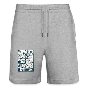 Heimwerker Ich Kann Das Irgendwie - Stanley/Stella Unisex Bio Joggingshorts Trainer  - Grau meliert - Vorne - Nik (191cm) & Marisol (170cm)