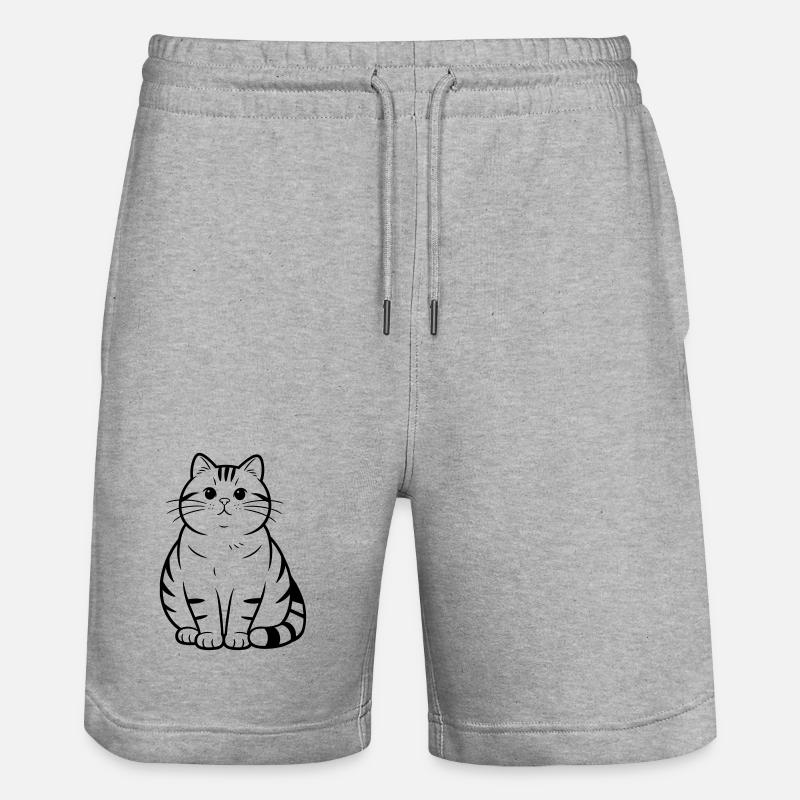 dicke süße Katze - Stanley/Stella Unisex Bio Joggingshorts Trainer - Grau meliert