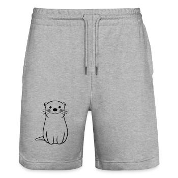 loutre - Short de jogging bio TRAINER Stanley/Stella unisexe - gris chiné - Devant - Nik (191cm) & Marisol (170cm)