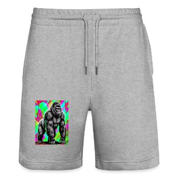 gorille - Short de jogging bio TRAINER Stanley/Stella unisexe - gris chiné - Devant - Nik (191cm) & Marisol (170cm)