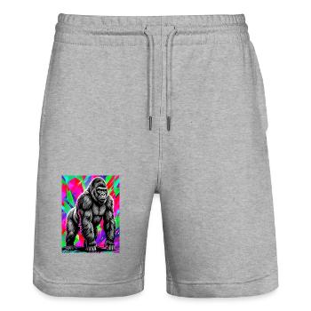 gorille - Short de jogging bio TRAINER Stanley/Stella unisexe - gris chiné - Devant - Nik (191cm) & Marisol (170cm)