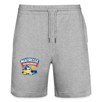Maîtresse en Vacances Cadeau Été - Short de jogging bio TRAINER Stanley/Stella unisexe - gris chiné - Devant - Nik (191cm) & Marisol (170cm)