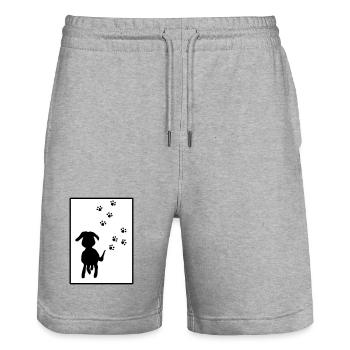 Paw Tracks: Dog Silhouette - Stanley/Stella Trainer Unisex Organic Jogging Shorts - heather grey - Front - Nik (191cm) & Marisol (170cm)