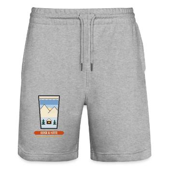 Berge im Glas – Ski & Hütte - Stanley/Stella Unisex Bio Joggingshorts Trainer  - Grau meliert - Vorne - Nik (191cm) & Marisol (170cm)