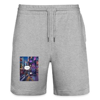 Beak in Japan -  Penguin Tokyo Band Humor Design - Stanley/Stella Unisex Bio Joggingshorts Trainer  - Grau meliert - Vorne - Nik (191cm) & Marisol (170cm)