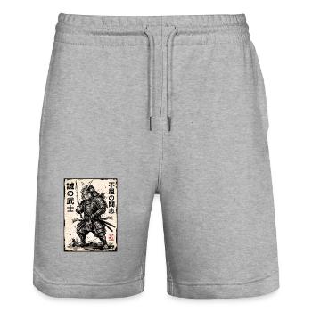 Samurai Bulldogge - Stanley/Stella Unisex Bio Joggingshorts Trainer  - Grau meliert - Vorne - Nik (191cm) & Marisol (170cm)