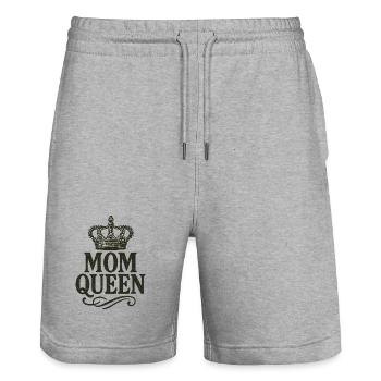 Mom Queen – Vintage Krone Statement Design - Stanley/Stella Unisex Bio Joggingshorts Trainer  - Grau meliert - Vorne - Nik (191cm) & Marisol (170cm)