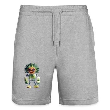 Personnage drôle de l’Homme Poireau - Short de jogging bio TRAINER Stanley/Stella unisexe - gris chiné - Devant - Nik (191cm) & Marisol (170cm)