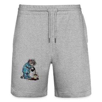Good Morning Cat - Stanley/Stella Trainer Unisex Organic Jogging Shorts - heather grey - Front - Nik (191cm) & Marisol (170cm)
