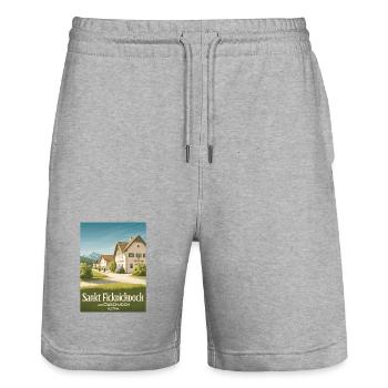 Sankt Fickdichdoch - Postkartenmotiv - Stanley/Stella Unisex Bio Joggingshorts Trainer  - Grau meliert - Vorne - Nik (191cm) & Marisol (170cm)