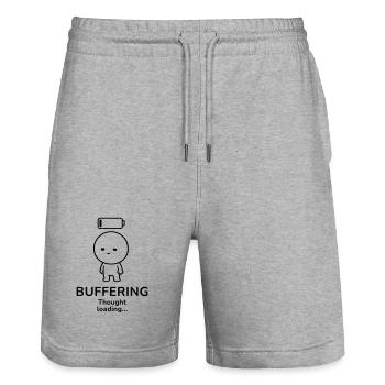 Buffering – Thought Loading | Overthinker Mood - Stanley/Stella Unisex Bio Joggingshorts Trainer  - Grau meliert - Vorne - Nik (191cm) & Marisol (170cm)
