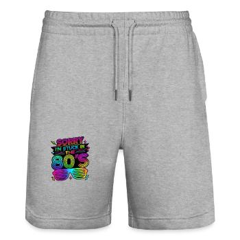 Désolé, je suis coincé dans les années 80 et 80 - Short de jogging bio TRAINER Stanley/Stella unisexe - gris chiné - Devant - Nik (191cm) & Marisol (170cm)