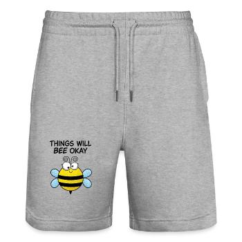 Tout ira bien – Sweet Motivational Bee - Short de jogging bio TRAINER Stanley/Stella unisexe - gris chiné - Devant - Nik (191cm) & Marisol (170cm)