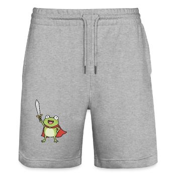 Frog Knight Cloak Sword - Stanley/Stella Trainer Unisex Organic Jogging Shorts - heather grey - Front - Nik (191cm) & Marisol (170cm)