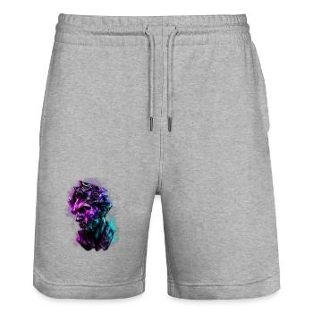 Neon Statue Antike Büste Vaporwave Cyberpunk - Stanley/Stella Unisex Bio Joggingshorts Trainer  - Grau meliert - Vorne - Nik (191cm) & Marisol (170cm)