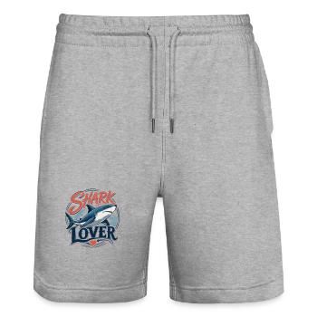 Shark Lover - T-Shirt für Hai-Fans - Stanley/Stella Unisex Bio Joggingshorts Trainer  - Grau meliert - Vorne - Nik (191cm) & Marisol (170cm)