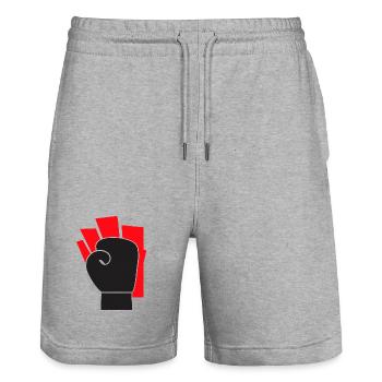 Pure fighting spirit - Stanley/Stella Trainer Unisex Organic Jogging Shorts - heather grey - Front - Nik (191cm) & Marisol (170cm)