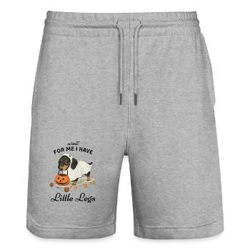 Dachshund Ghost Halloween Pumpkin Cute - Stanley/Stella Trainer Unisex Organic Jogging Shorts - heather grey - Front - Nik (191cm) & Marisol (170cm)