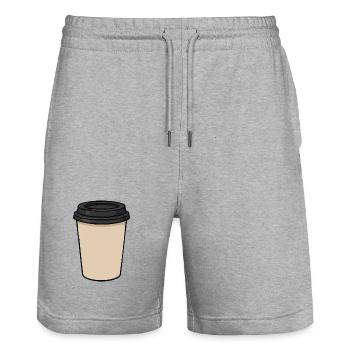 Leeres Takeaway-Kaffeetassen-Aufkleberdesign - Stanley/Stella Unisex Bio Joggingshorts Trainer  - Grau meliert - Vorne - Nik (191cm) & Marisol (170cm)